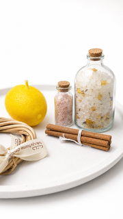 Natural decorative salt in a glass jar