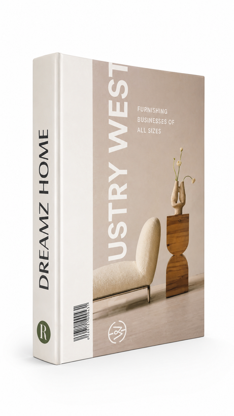 نمای پشت کتاب دکوری Dreamz Home Interior مناسب دکوراسیون منزل و میز جلو مبلی